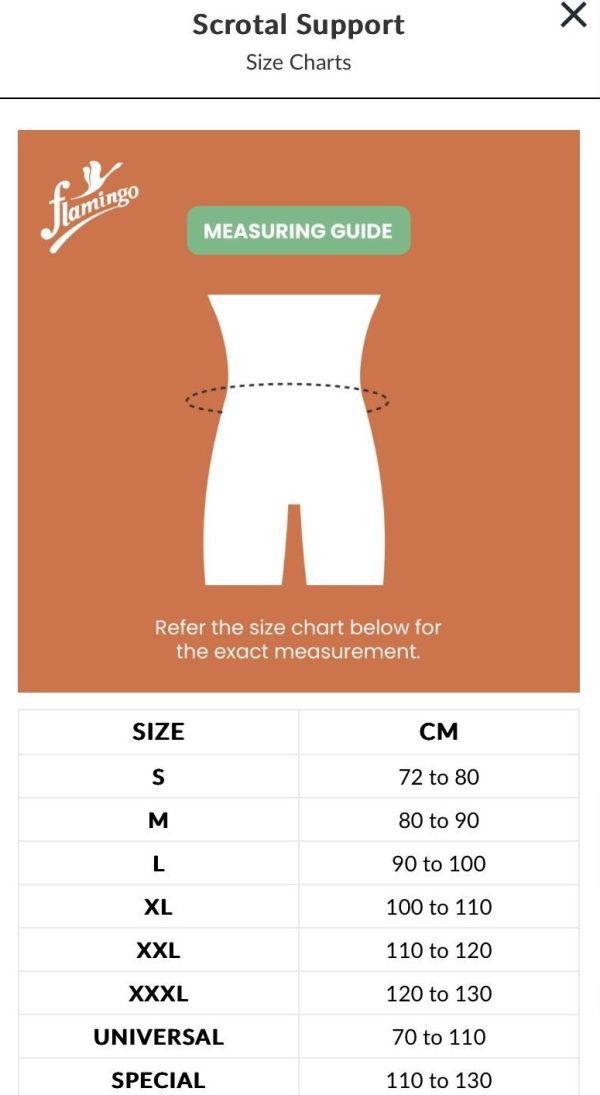 scrotal support chart new