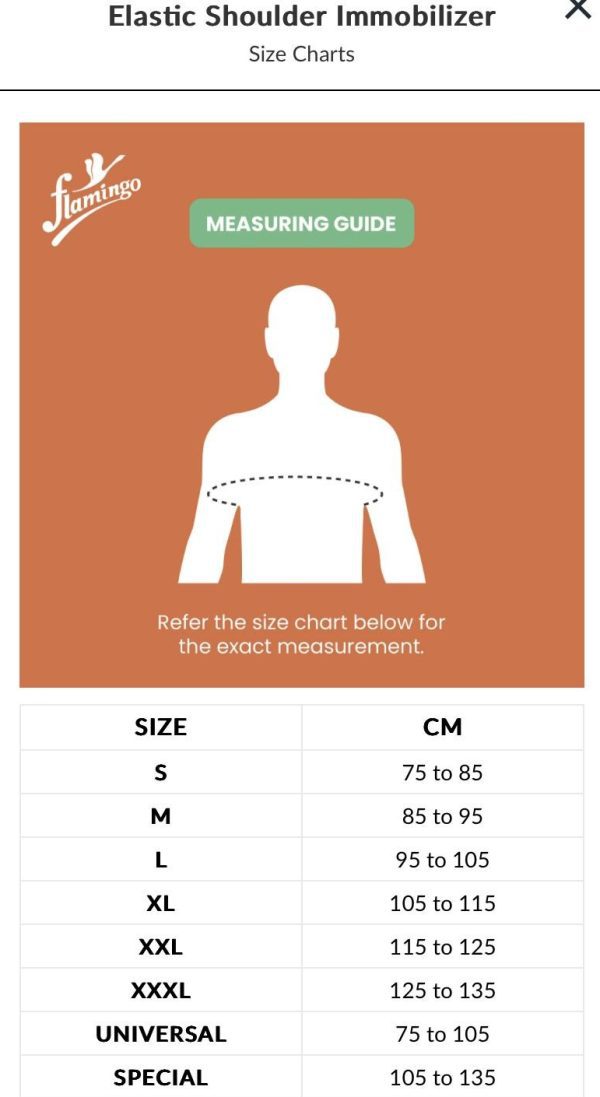elastic shoulder size chart