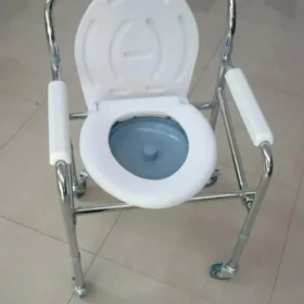 Alp Adjustable Commode Chair With Pot Bucket For Seniors Citizens, Knee Patients, Handicap & Pregnant Women With Wheels/Castors
